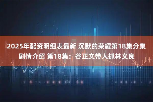 2025年配资明细表最新 沉默的荣耀第18集分集剧情介绍 第18集：谷正文带人抓林义良